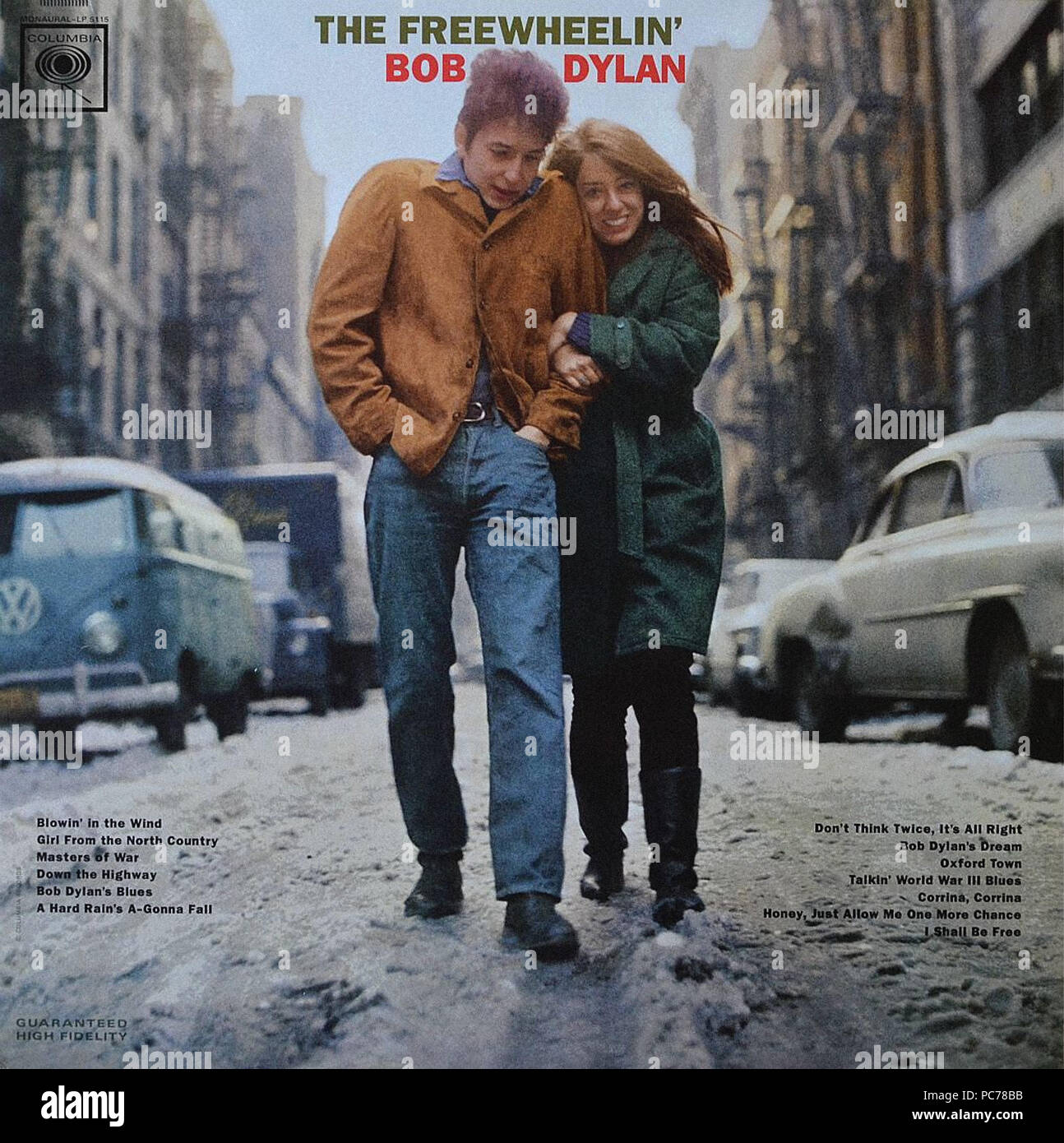 Bob Dylan   -  The Freewheelin` Bob Dylan  -  Vintage vinyl album cover Stock Photo